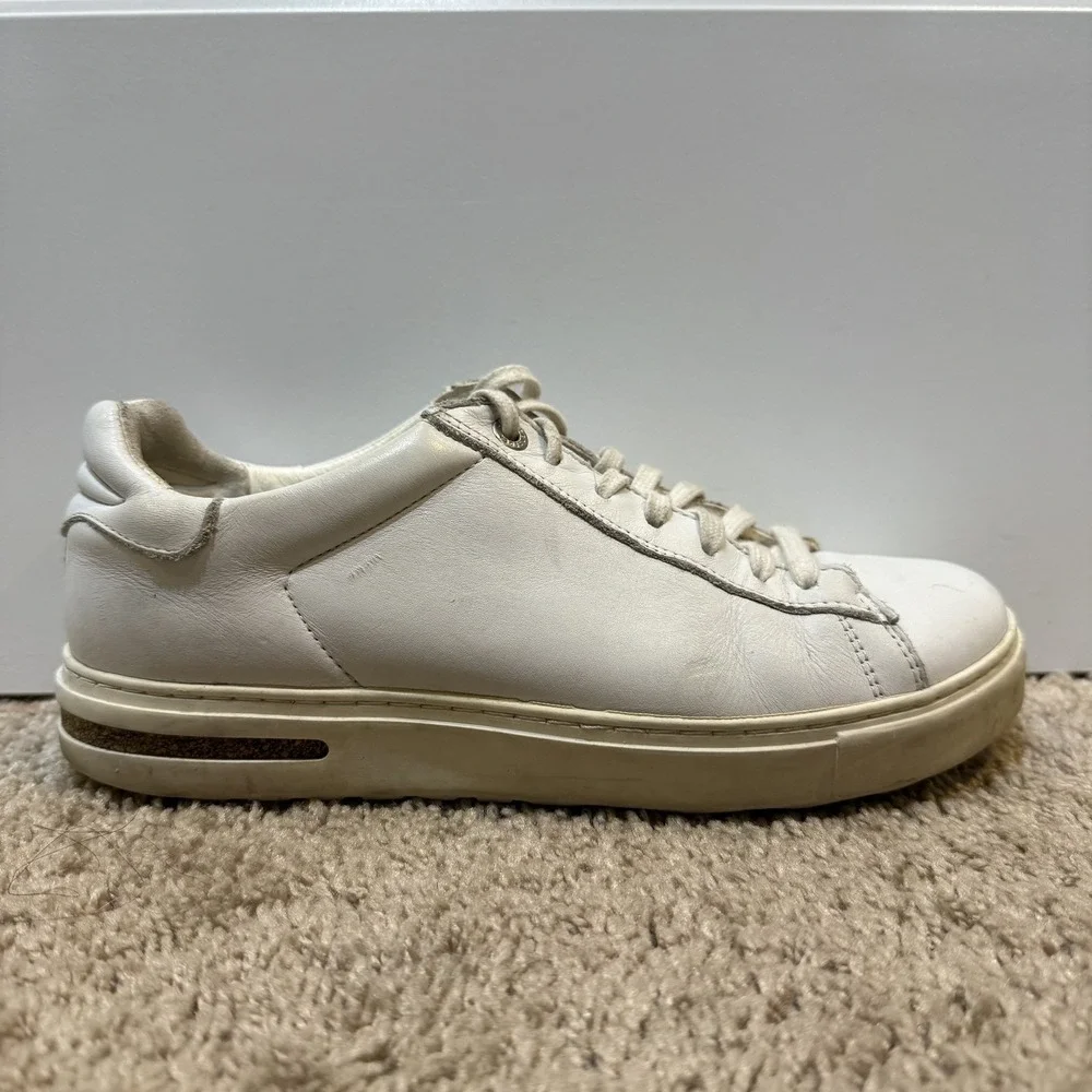 Birkenstock Bend Womens Size 7 White Leather Low Top Sneakers Comfort Cork Sole - Picture 1 of 8